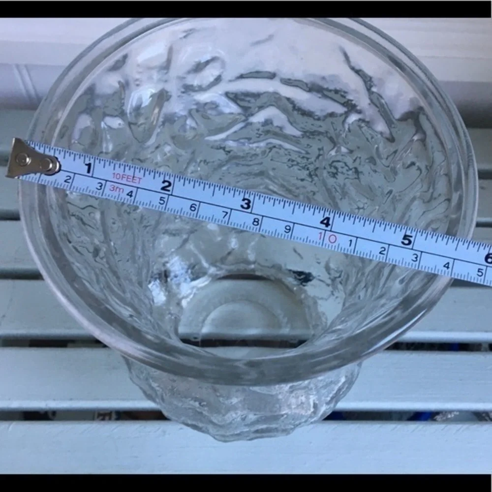 Vintage E O Brody Tiered Clear Crinkle Glass Vase